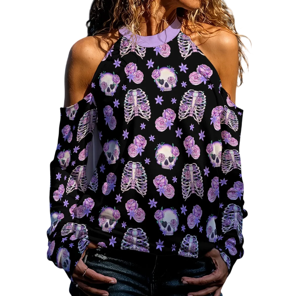 Bones & Roses Cold Shoulder Play Sweater