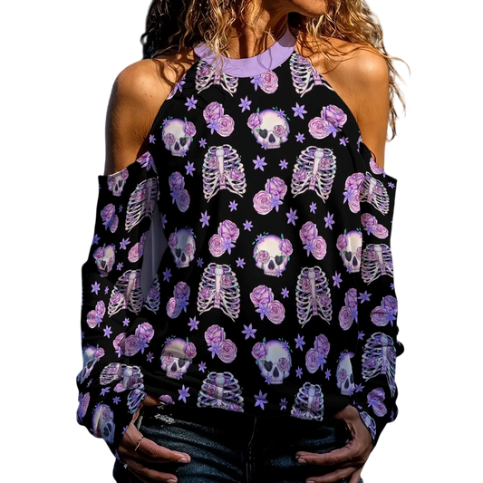 Bones & Roses Cold Shoulder Play Sweater