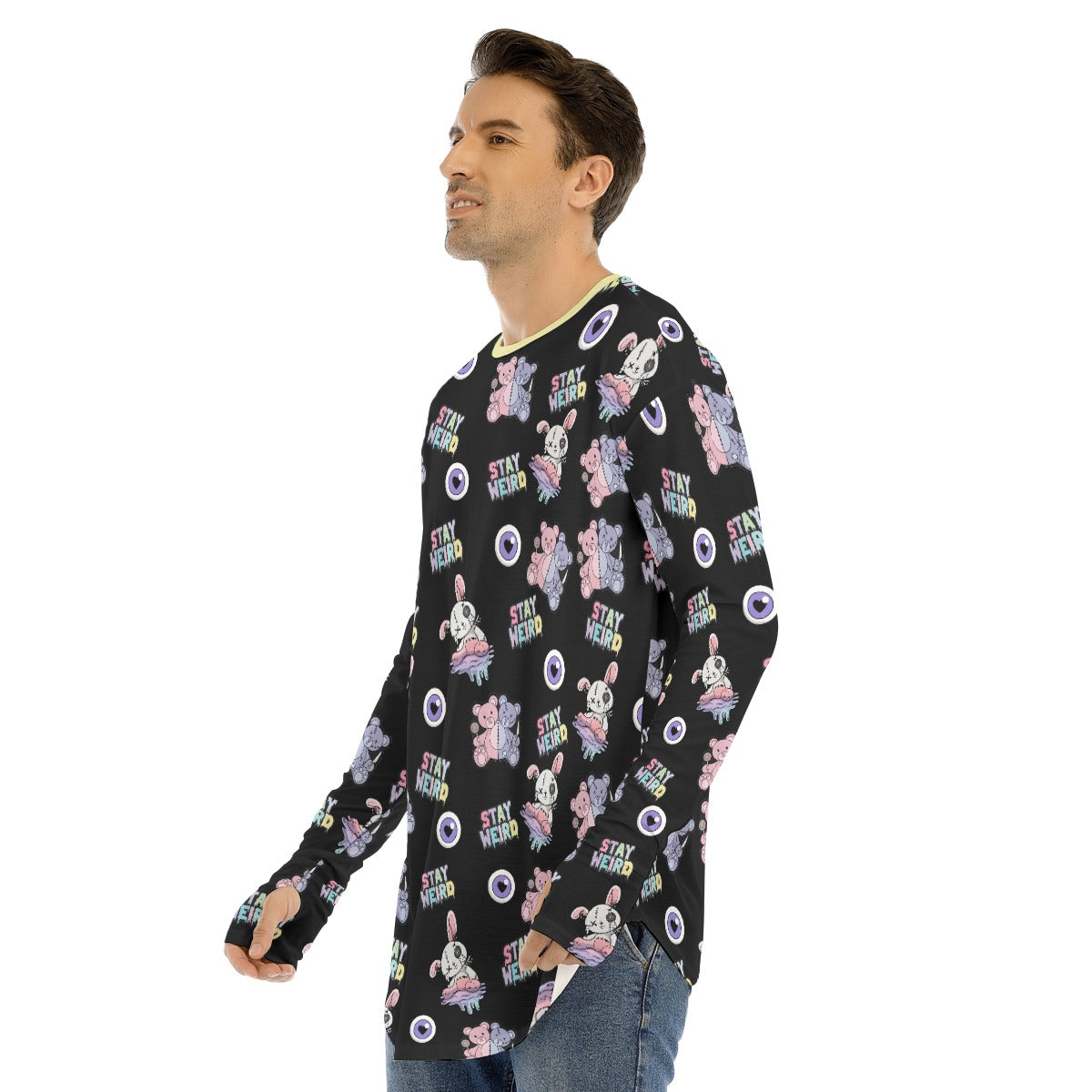 Stay Weird Plushies Fingerless Long Sleeve Tee - Shadow Threadz Crypt