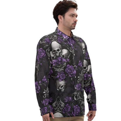 Petals & Decay Unisex Long Sleeve Silk Shirt - Shadow Threadz Crypt