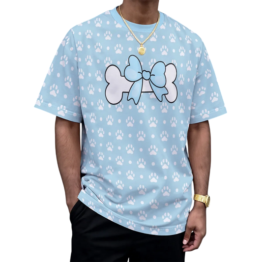 Soft Baby Blue Paw Bow Play Tee - Shadow Threadz Crypt