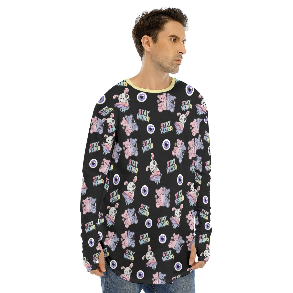 Stay Weird Plushies Fingerless Long Sleeve Tee - Shadow Threadz Crypt