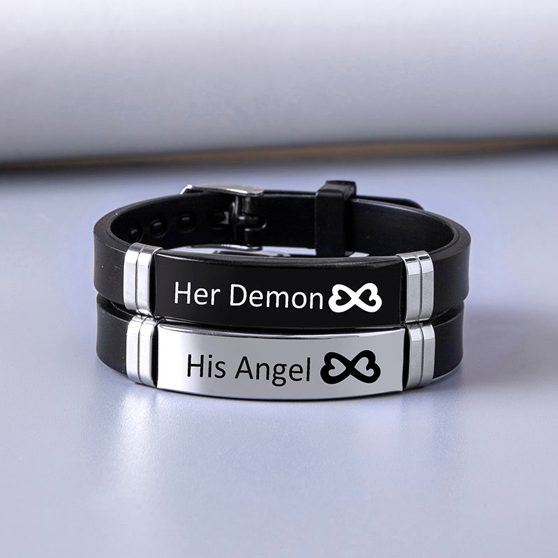 His Angel & Her Demon Infinity Couple Bracelets - Shadow Threadz Crypt