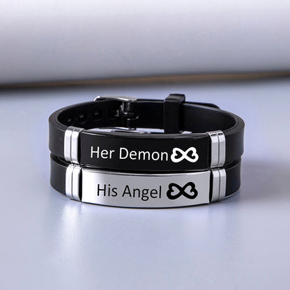 His Angel & Her Demon Infinity Couple Bracelets - Shadow Threadz Crypt