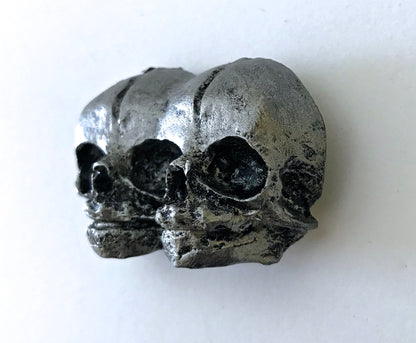 Conjoined Twins Skull  Magnet, Hand Painted Resin Sculpture