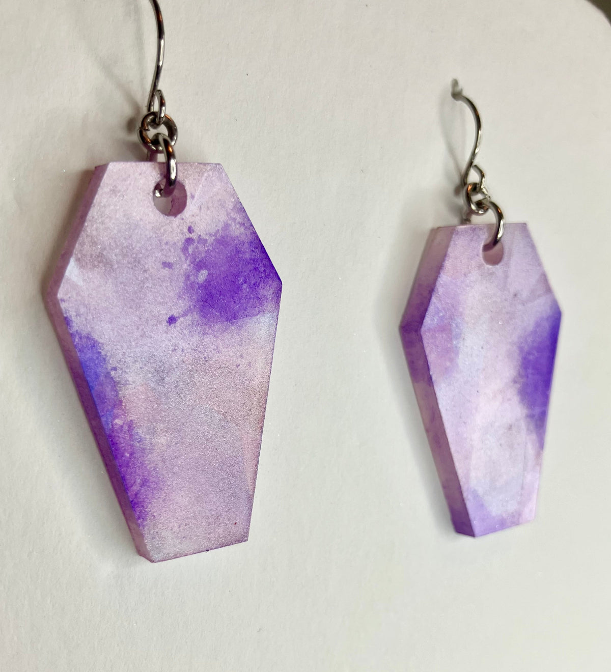 Holographic Coffin Resin Earrings