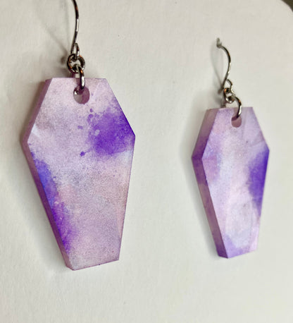 Holographic Coffin Resin Earrings