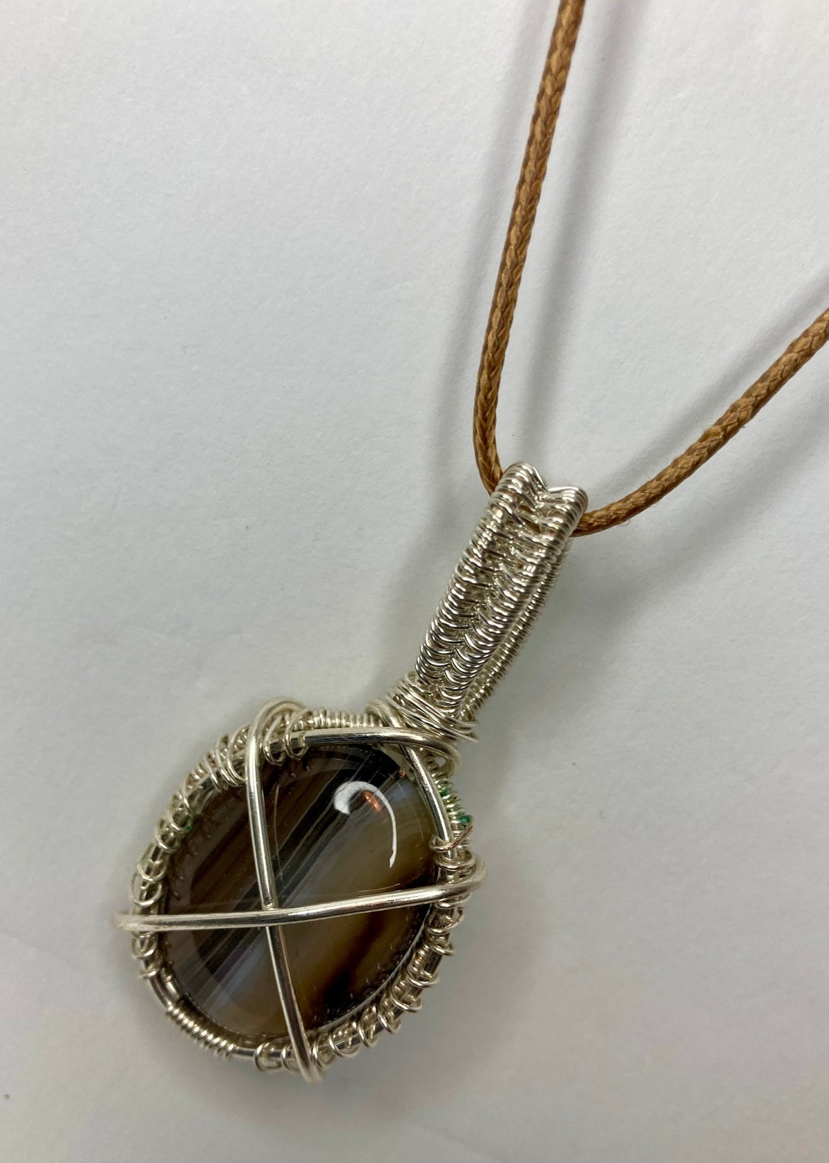 Wire Wrapped Stone Pendants, Silver and Gold Plated Copper Wire