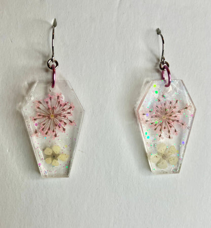 Holographic Coffin Resin Earrings