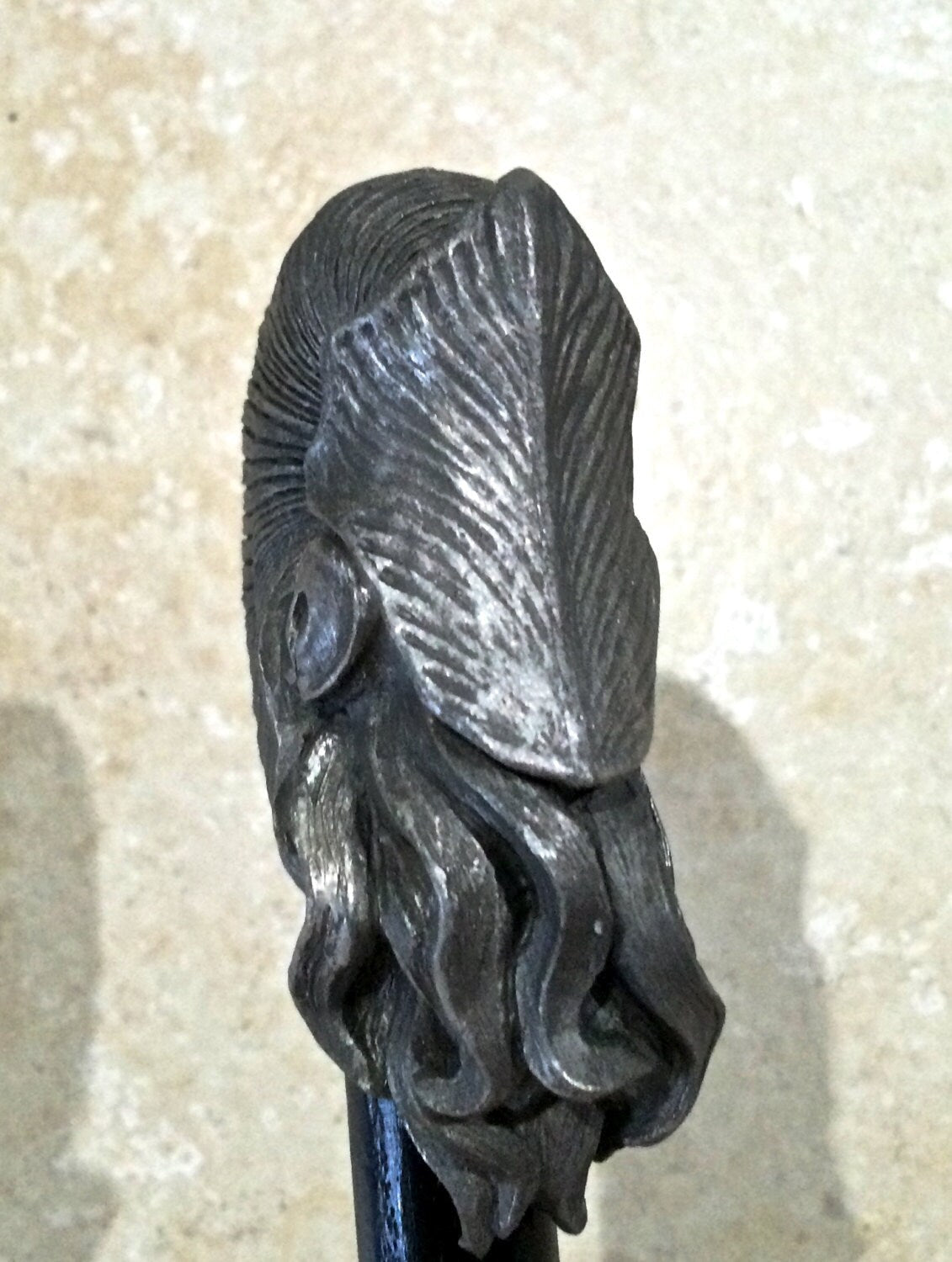 Nautilus Ammonite Cane, Hand Sculpted Walking Stick