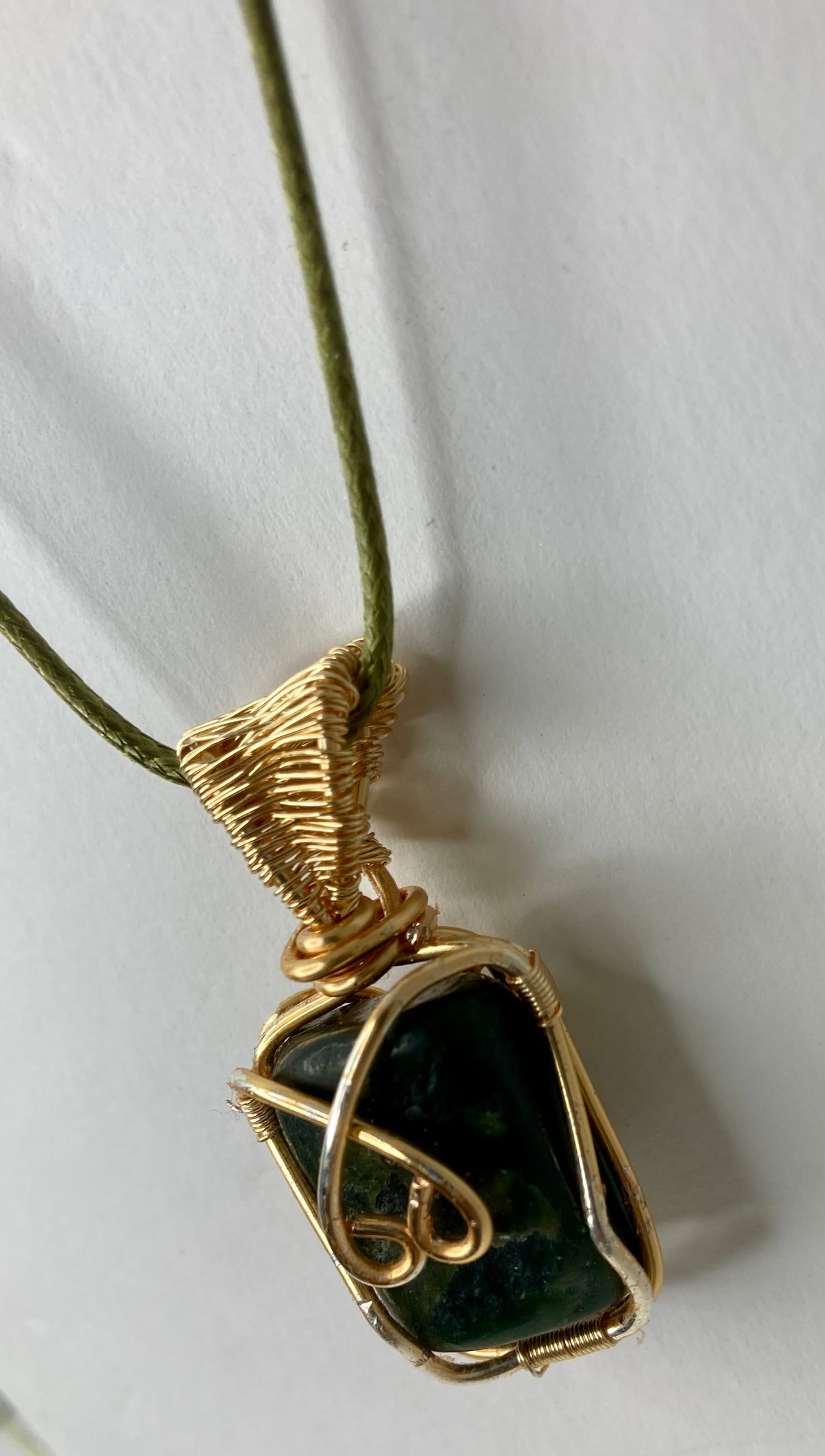 Wire Wrapped Stone Pendants, Silver and Gold Plated Copper Wire