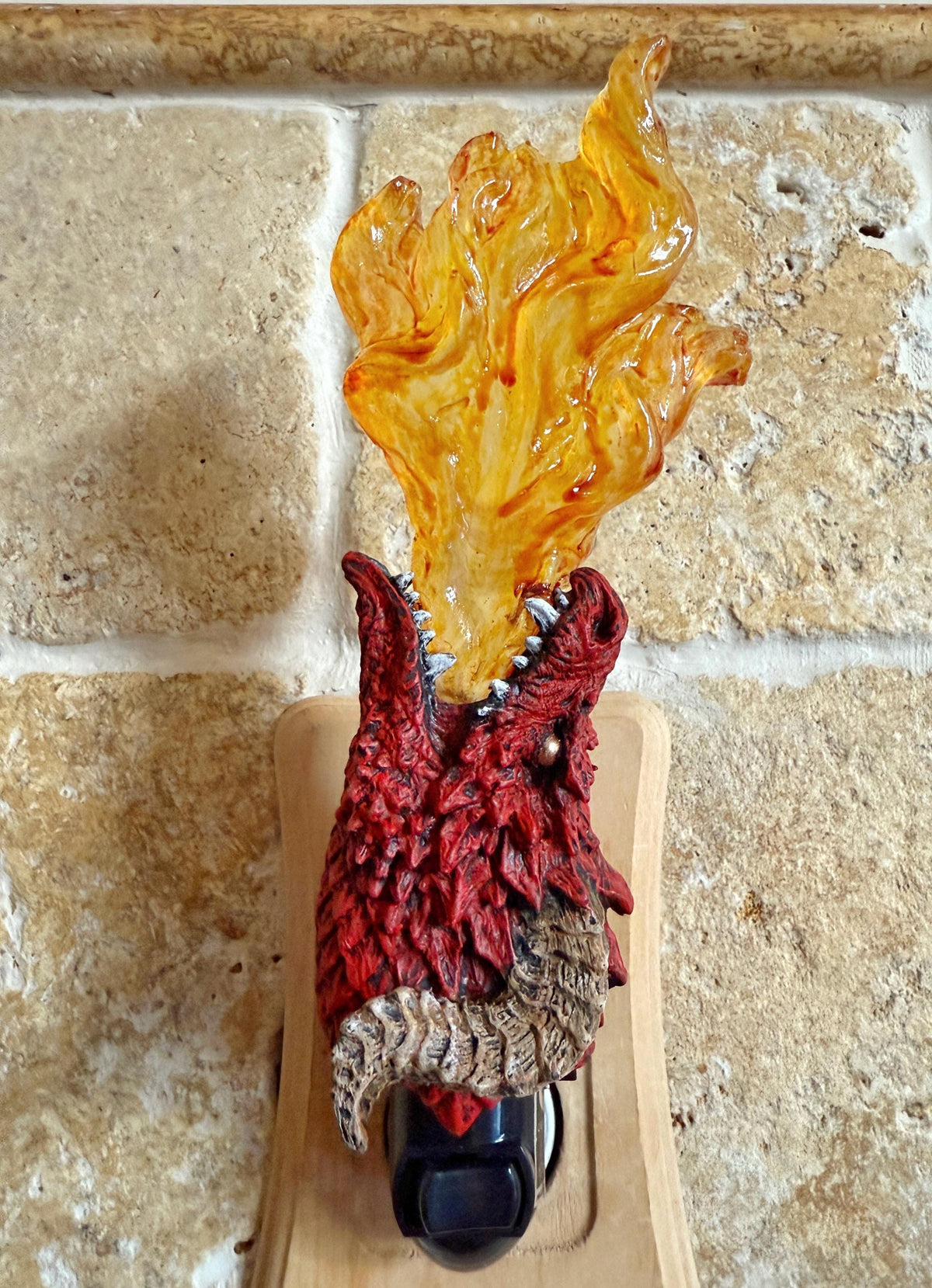 Fire Breathing Dragon Nightlight, Hand Painted Resin Sculpture