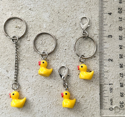 Yellow Rubber Duck Zipper Pull Bag Charm Keychain