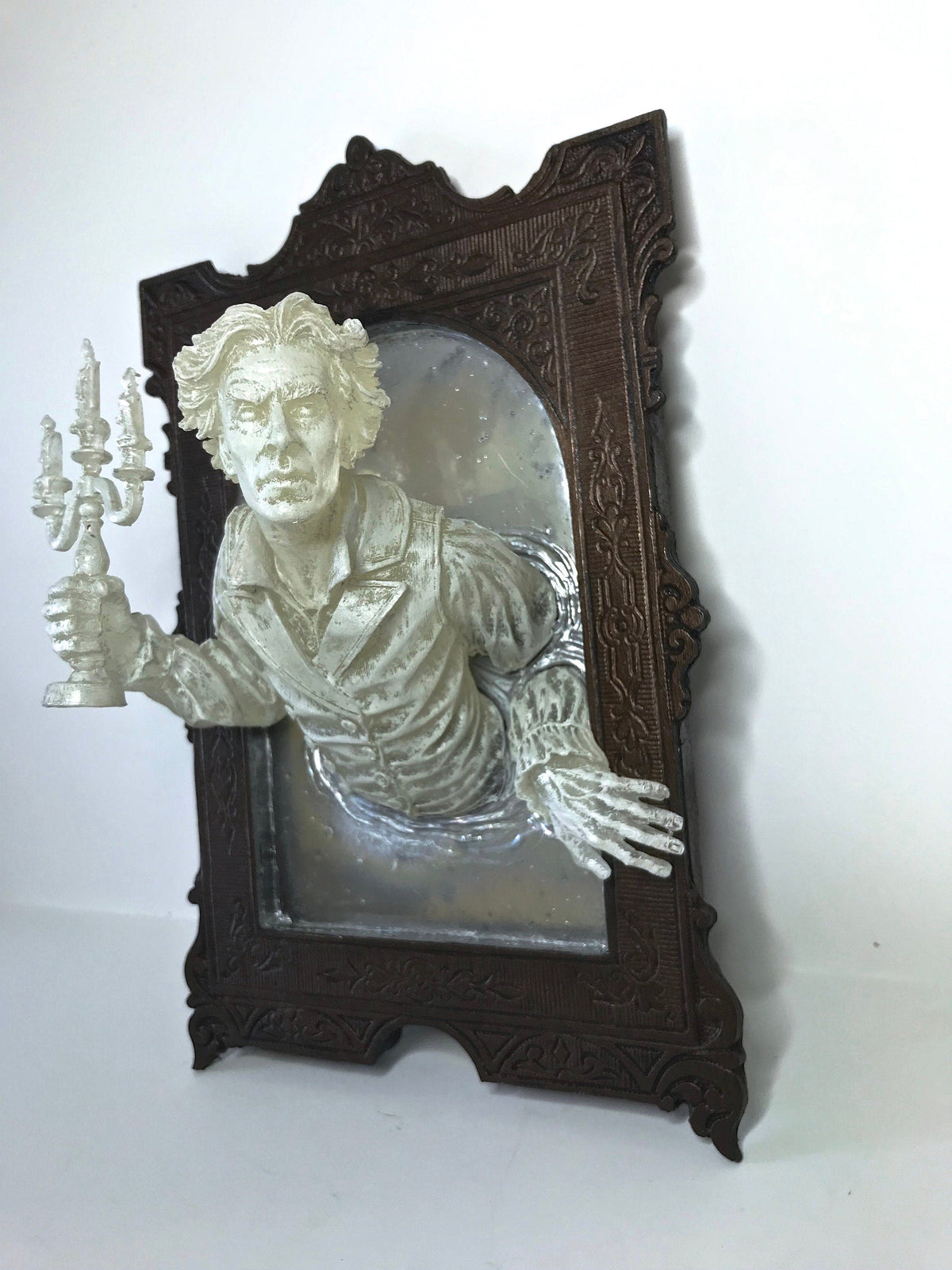 Gentleman Ghost in the Mirror Wall Plaque, Hand Painted Resin