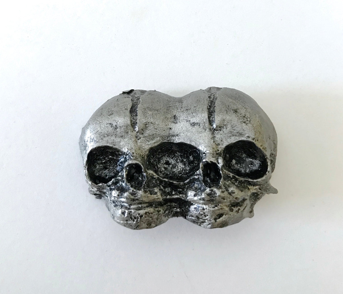 Conjoined Twins Skull  Magnet, Hand Painted Resin Sculpture