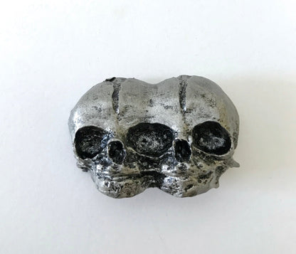 Conjoined Twins Skull  Magnet, Hand Painted Resin Sculpture