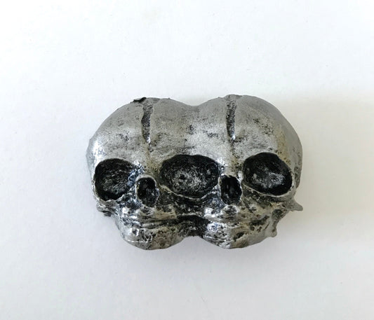 Conjoined Twins Skull  Magnet, Hand Painted Resin Sculpture