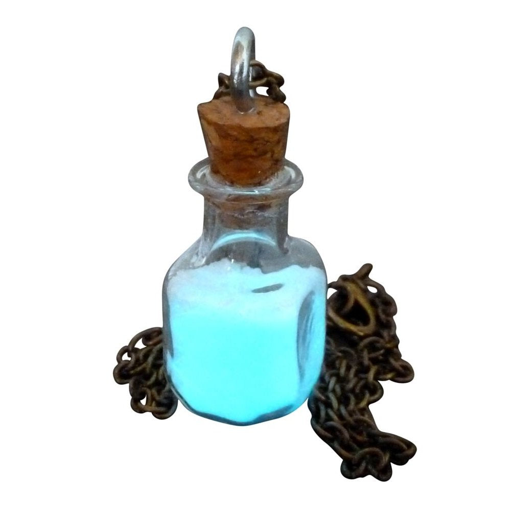 Glow in the Dark Pixie Dust Necklace – Magical Fairy Bottle Pendant Kawaii Gothic Jewelry