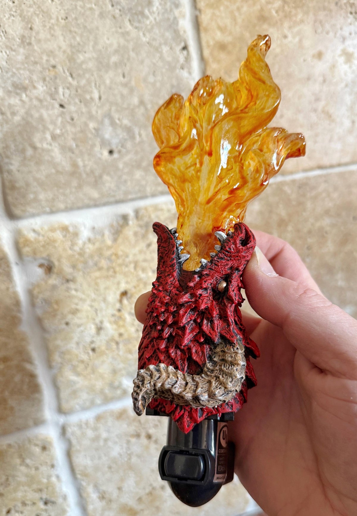 Fire Breathing Dragon Nightlight, Hand Painted Resin Sculpture