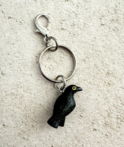 Crow Raven Bag Charm Keychain – Spooky Zipper Pull for Goths, Witches & Horror Fans