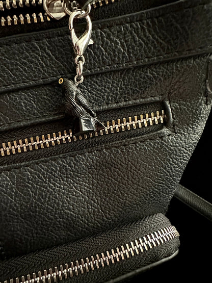Crow Raven Bag Charm Keychain – Spooky Zipper Pull for Goths, Witches & Horror Fans