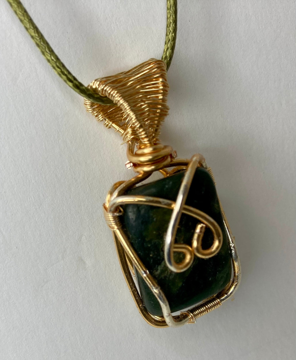 Wire Wrapped Stone Pendants, Silver and Gold Plated Copper Wire
