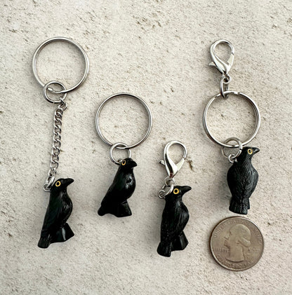 Crow Raven Bag Charm Keychain – Spooky Zipper Pull for Goths, Witches & Horror Fans