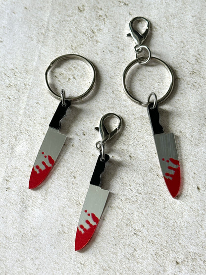 Horror Lover Bloody Knife Zipper Pull Bag Charm Keychain