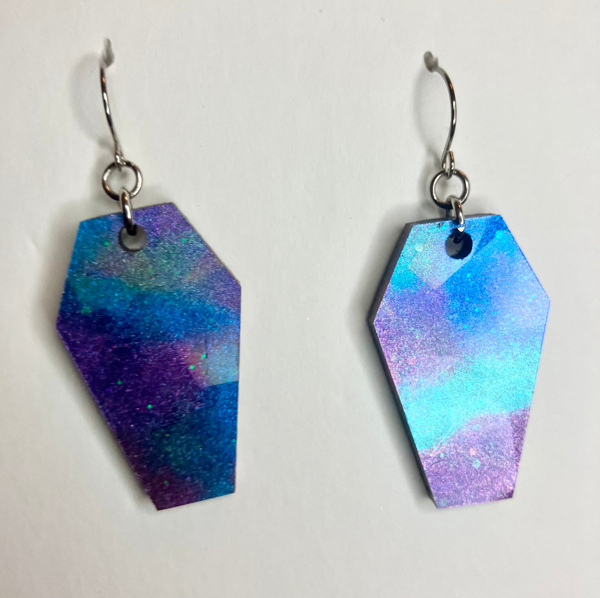 Holographic Coffin Resin Earrings