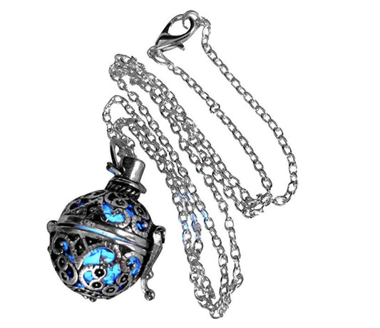 Vintage Steampunk Glow Orb Necklace Victorian Fire Orb Pendant