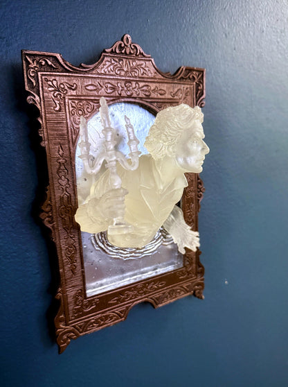 Gentleman Ghost in the Mirror Wall Plaque, Glow in the Dark Resin