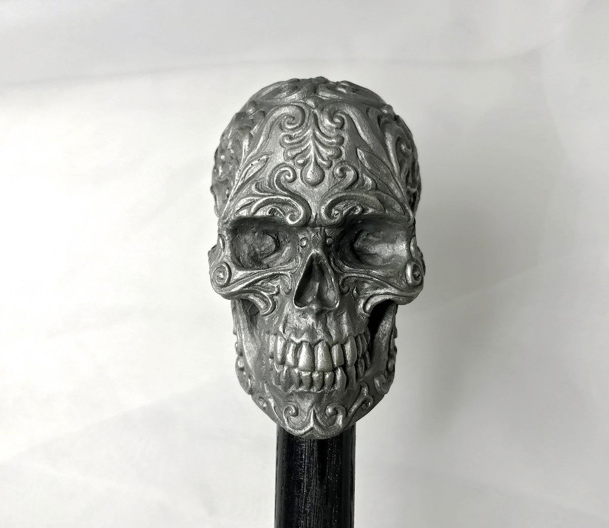 Ornate Skull Cane, Hand Sculpted Walking Stick | Victorian Gothic
