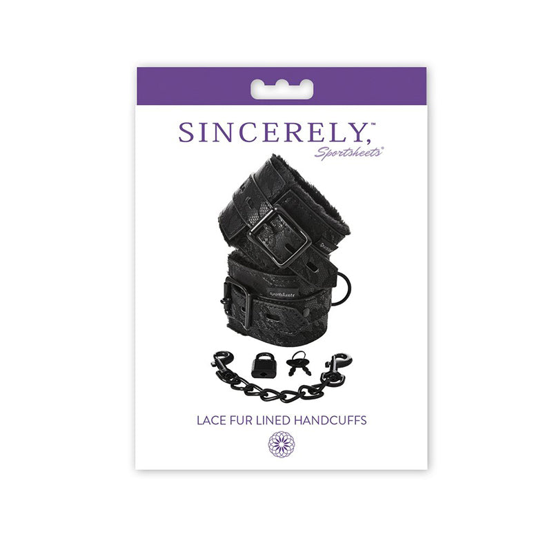Lace Adjustable Fur-Lined Handcuffs (Black)