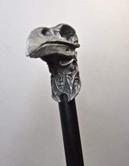 Raven Skull Cane, Hand Sculpted Walking Stick