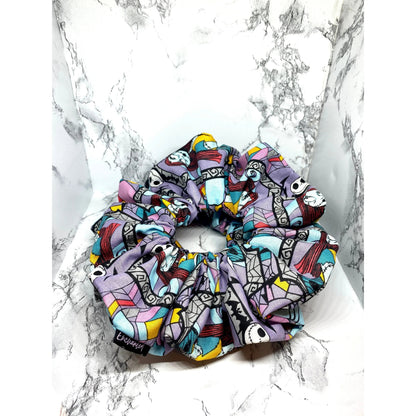 Stained Glass Nightmare before Christmas Halloween Scrunchie