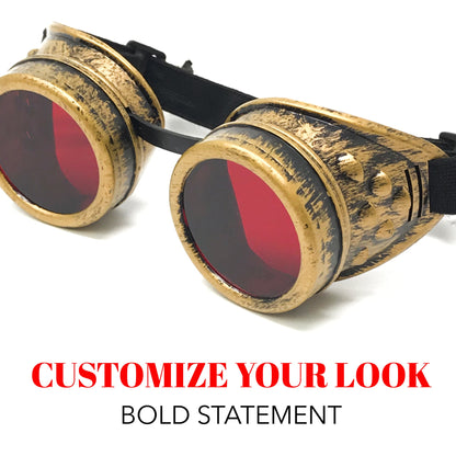 Wasteland Cyberpunk Goggles –  Cosplay Eyewear - neon pink, orange, green, red lenses