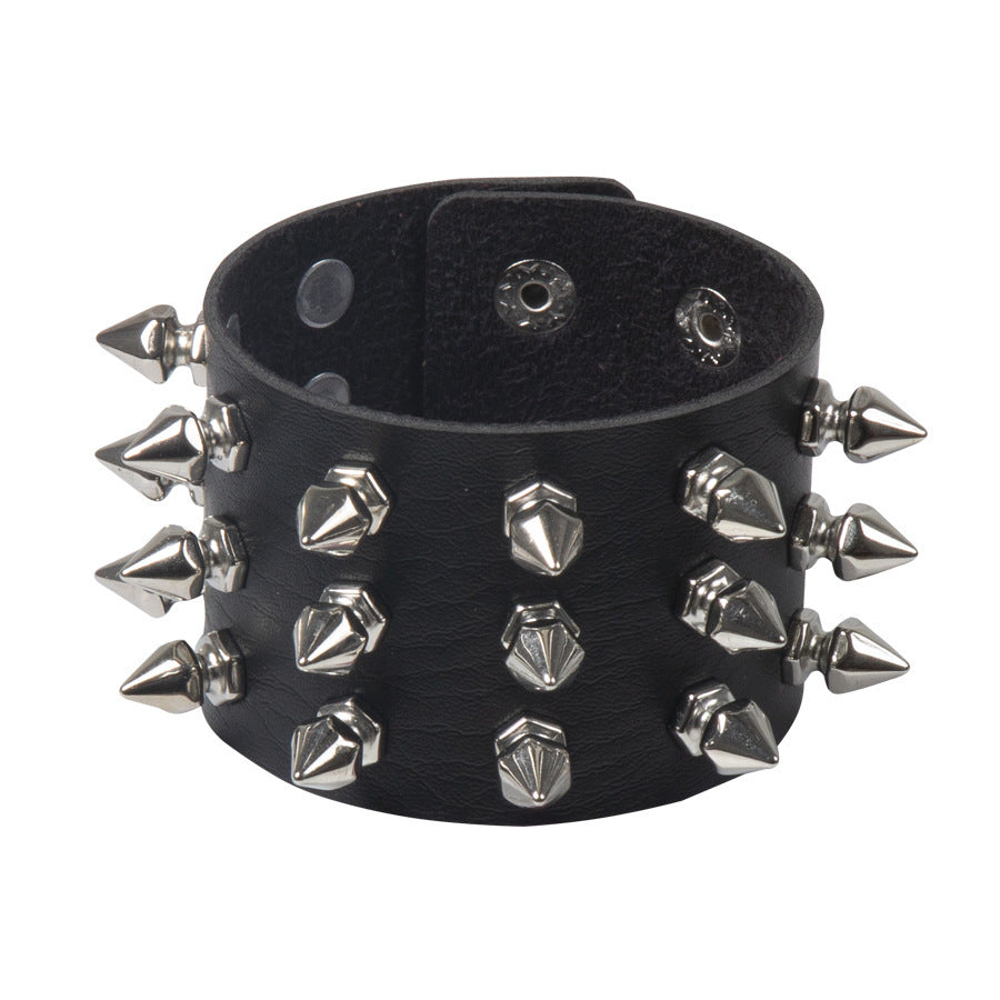 Deathspike Cuff Leather Bracelet - Shadow Threadz Crypt