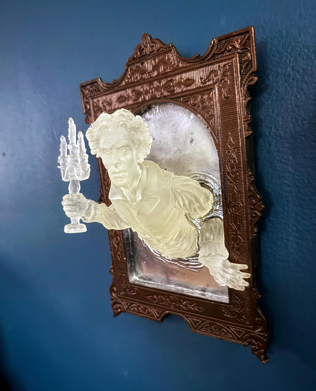Gentleman Ghost in the Mirror Wall Plaque, Glow in the Dark Resin