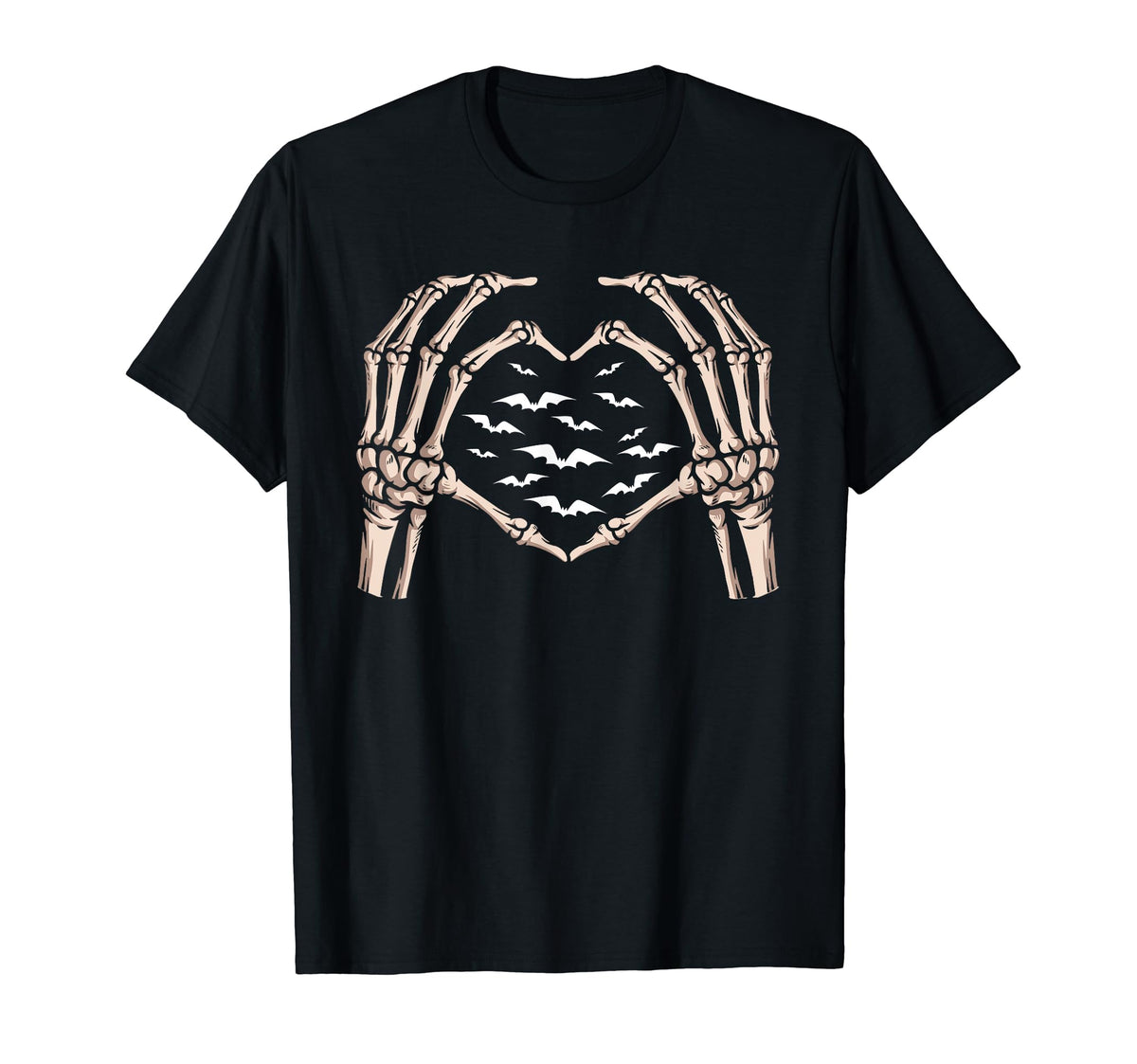 Skull Finger Heart Sign Goth Spooky Alt T-Shirt