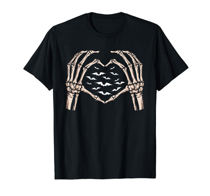 Skull Finger Heart Sign Goth Spooky Alt T-Shirt