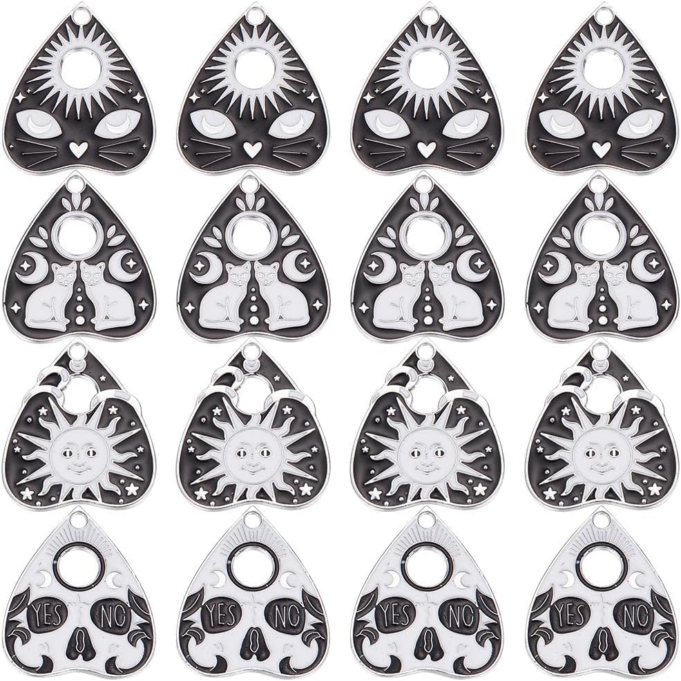 Ouija Planchette Silver Enamel Earrings