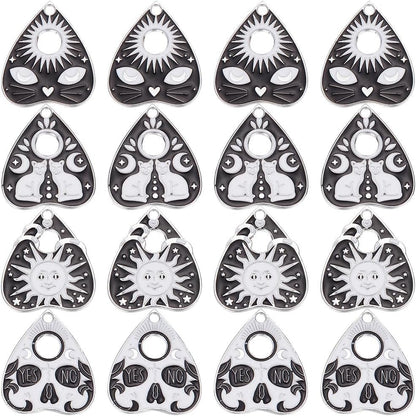 Ouija Planchette Silver Enamel Earrings