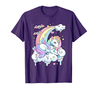 Kawaii Pastel Goth Scary Rainbow Unicorn T-Shirt