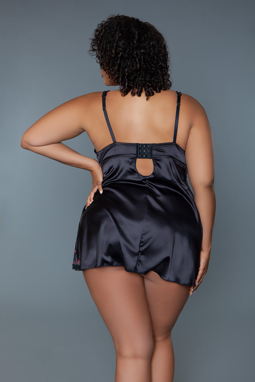 Katherine Floral Satin Babydoll - Shadow Threadz Crypt