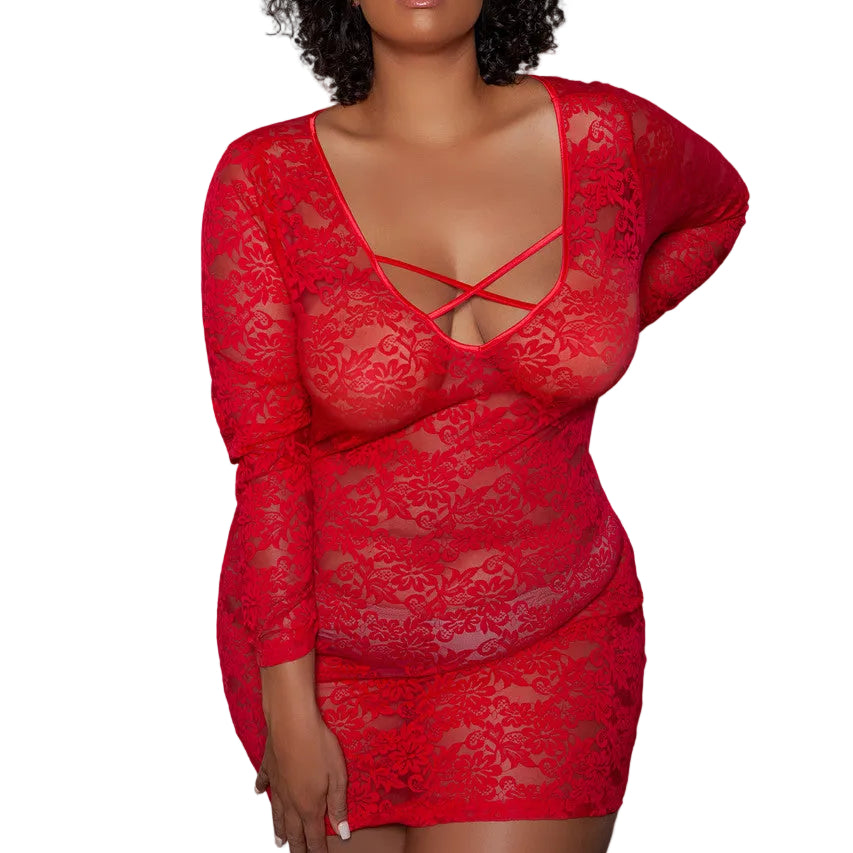 Lynn Sheer Bodycon Lace Chemise - Shadow Threadz Crypt