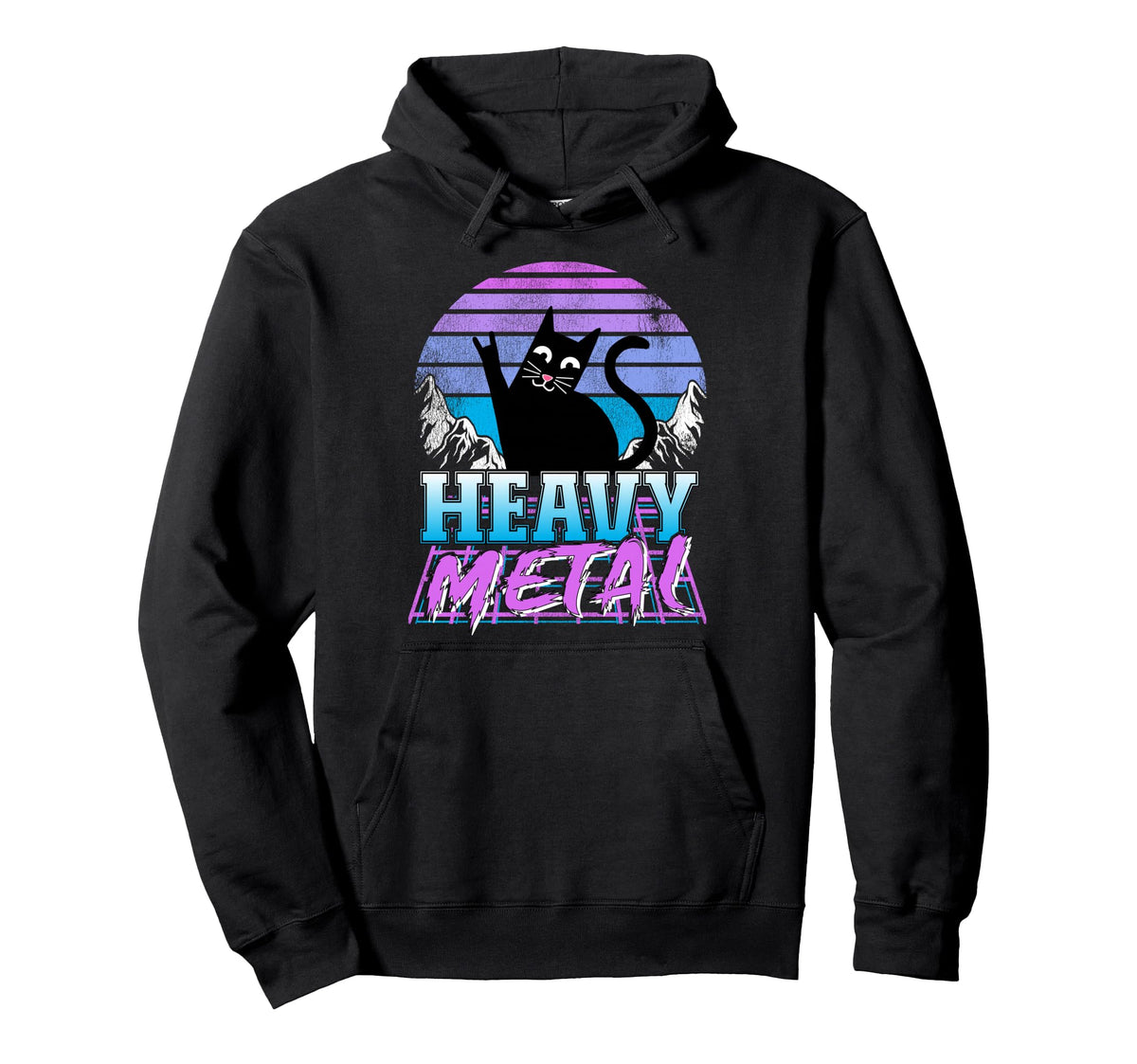 Retrowave Pastel Goth Cat 80s Synthwave Hoodie