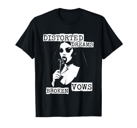Punk Goth Nun 90s Grunge Distressed T-Shirt