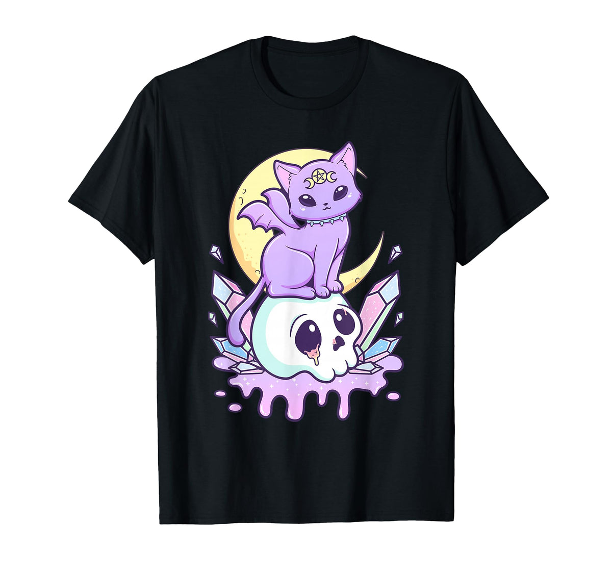 Kawaii Pastel Goth Scary Witchy Cat T-Shirt
