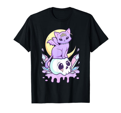 Kawaii Pastel Goth Scary Witchy Cat T-Shirt