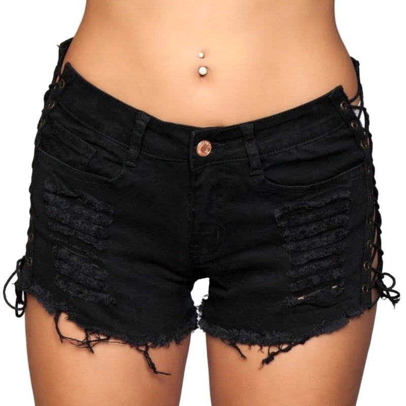 Looped in Distress Shorts - Shadow Threadz Crypt